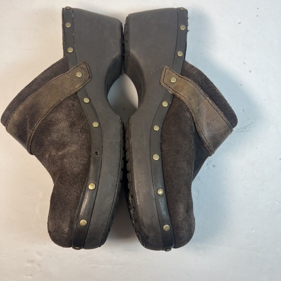 CROCS Shoes - Crocs Womens 8 Brown Suede Studded Platform Clogs Hippie Mules Boho Cottagecore